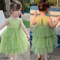 Váy voan cho bé gái váy Quảng Châu cao cấp váy xếp tầng