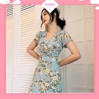 Váy voan hoa vạt chéo