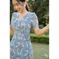 Váy voan hoa vạt chéo(Có ảnh thật, hàng y hình)