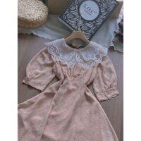 Váy voan lụa cổ lá 2 lớp tiểu thư sang chảnh [ảnh thật cận chất]