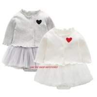 Váy vody kèm áo khoác thêu tim cho bé từ đầy tháng - 12M