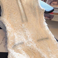 Váy Xẻ Đá Sang Trọng, Đầm Sát Nách Đính Đá Chữ A Feminine