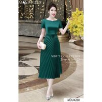 Váy Xếp Li Chéo K34-D4-4 MDU4260 Chất Lụa Mềm Mại Kết Hợp Gam Màu Xanh Bắt Mắt Từ MDU