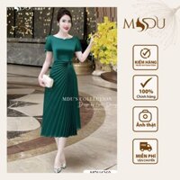 Váy Xếp Li Chéo MDU4260 Chất Lụa Mềm Mại Kết Hợp Gam Màu Xanh Bắt Mắt Từ MDU K34-D4-4