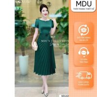 Váy Xếp Li Chéo MDU4260 Chất Lụa Mềm Mại Kết Hợp Gam Màu Xanh Bắt Mắt Từ MDU K34-D4-4