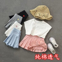 Váy xếp ly mùa hè bé gái TIINGXUYU, váy 100% cotton mẫu mới, chân váy trẻ em, váy ngắn học sinh thời trang trẻ em vừa và nhỏ