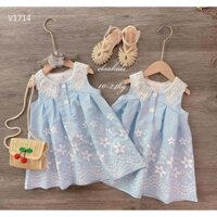 Váy xinh cho bé gái - cổ ren sát nách