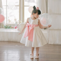 Váy xinh cho bé gái Sora.bébé Arin Dress chất liệu Tafta ánh nhũ cao cấp phối nơ to bản (1-6 tuổi)