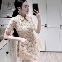 váy xinh tiểu thư,váy ren cổ lá dáng xoè ngắn H19