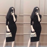 Váy xoắn eo xẻ sau, váy xoắn eo