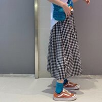 Váy xòe chữ A kẻ sọc màu cam thông thường dành cho sinh viên mùa hè Váy tutu dài vừa phải phong các