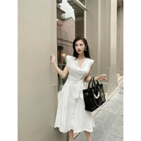 Váy xoè cộc tay buộc đai liền thân freesize 2 lớp Belt dress dành cho nữ Caffeine Studio