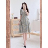 Váy xoè hoa cổ ren thêu vintage
