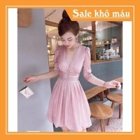 Váy xòe hồng thiết kế V1842 [GIÁ SIÊU RẺ] - Váy xòe hồng thiết kế, Xinh xắn Dạo Phố ❤️NMC SHOP❤️