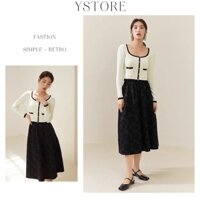Váy xòe Qua gối Nữ thiết kế in hoa Cao cấp - Thanh lịch - Cuốn hút VAY053 Ystore - Bigsize