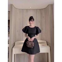 Váy xốp dẻo tay bồng vải tơ trong suốt