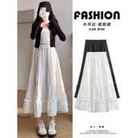 Váy Xù Trắng Nữ Xuân Thu Hè 2025 Phong Cách Mới Cao Cấp Drap Chữ a Nhỏ Nấm Bánh Váy