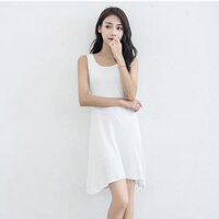 Váy xuông body Icotton sát nách vải thun co giãn 4 chiều - Trắng,XL