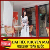 Váy xuông Hàn Quốc hoạ tiết chữ nổi bật trẻ trung-V166