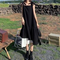 Váy, yếm 2 dây buộc nơ phối màu hàng QC đẹp