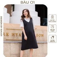 Váy yếm bầu dáng suông sét liền