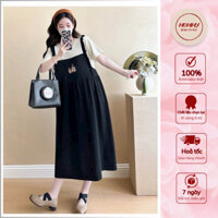 Váy yếm bầu Mommy ,đầm bầu thiết kế dáng xuông chất liệu thun tổ ong siêu xinh, hoạ tiết thêu nổi bật