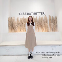 Váy yếm dài dáng suông Sora House, chất tuyết mưa dày dặn, yếm vintage Hàn Quốc