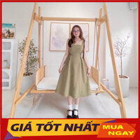 Váy Yếm Dáng Dài Xòe Khóa Sau Lưng Vintage Hàn Quốc M3049 - Yamy888