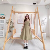 Váy Yếm Dáng Dài Xòe Khóa Sau Lưng Vintage Hàn Quốc M3049