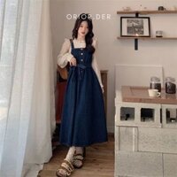 Váy Yếm Denim Cho Nữ Big Size Có Dây Buộc Cao Cấp