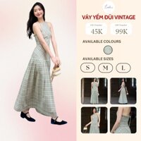 Váy Yếm Đũi Kẻ Sọc Caro VINTAGE Dáng Xoè Dài LeeGi House Điệu Đà Nữ Tính - DD861