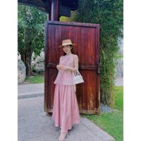 Váy yếm hoa hồng
