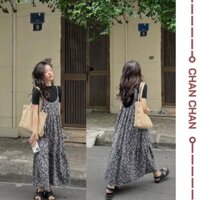 Váy yếm hoa nhí 2 dây Ulzzang, đầm hoa nhí phong cách Hàn quốc