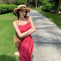 Váy yếm hoa nhí dập li mùa hè