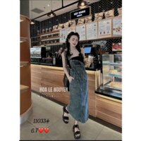 Váy yếm jean 2 dây có dây rút eo