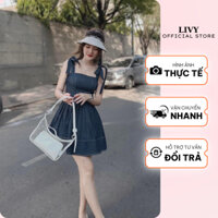 Váy Yếm Jean Nữ Cup Ngực Dáng Xoè Thời Trang Tôn Dáng Freesize