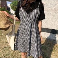 Váy yếm nữ họa tiết caro đáng yêu xinh xắn năng động ( có big size )