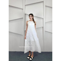 Váy yếm nữ maxi dáng xoè tay áo kiểu V110