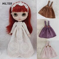 Váy yếm vải nhung MILTER, Váy cổ điển công chúa thời trang dễ thương, Phụ kiện Mini DIY chất lượng cao Quần áo búp bê cho azone ob24 Búp bê cho búp bê blythe