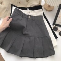 Váy Yuewen Nữ Eo Cao Chống chói Xếp Ly Váy Chữ A Hip-packed Hakama