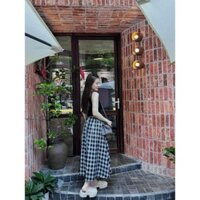 Váy zip kẻ caro form rộng dáng dài liền thân