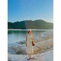 Váy/đầm 2 dây bản to chất vải thô hàn - chất kate - AAG99shop