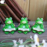 Vctitil 3 Chiếc Ếch Chậu Thảm, Đồ Thủ Công Nhựa Dễ Thương Đọc Ếch Các Bức Tượng Nhỏ, Điêu Khắc Ếch Thủ Công Nghệ Xanh Hoạt Hình Tượng Động Vật Nhà Phòng Khách