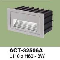 VE - ACT - 32506A: Đèn âm tường/âm bậc cầu thang - KT: L110mm x H60mm - Đèn LED 3W ánh sáng vàng