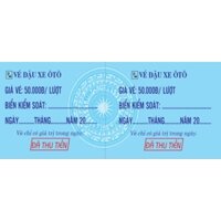 vé giữ xe ô tô in sẳn mệnh giá, combo 6 cuốn