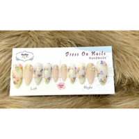 Vẽ hoa nổi top lì viền gương vàng móng tay giả thiết kế thủ công móng giả theo yêu cầu nuna Nailbox  giao hỏa tốc Shopee