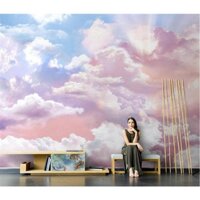 Vẽ Tay Đám Mây Màu Hồng Giấy Dán Tường Trẻ Em Trang Trí Phòng Ngủ Bức Tranh Tường Cô Gái Công Chúa Phòng Mẫu Giáo Cho Bé Nền Tường