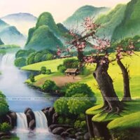 Vẽ tranh tường cảnh sơn thủy hữu tình tại gia đình ở Sơn Tây, Hà Nội - TT172LHAR