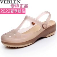 Veblen Hole Giày Sandal Nữ Mùa Hè Chống Trơn Trượt Giày Đi Biển Đế Mềm Jelly Giày Phiên Bản Hàn Quốc Baotou Nhựa Mặc Bên Ngoài Dép