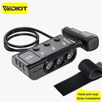Vediot tẩu sạc nhanh ô tô Cắm Sạc Nhanh Củ Sạc Nhanh TYPE-C PD QC3.0 USB * 3 + Bật Lửa Thuốc Lá 130W 12V / 24V Cho Xe Hơi 3